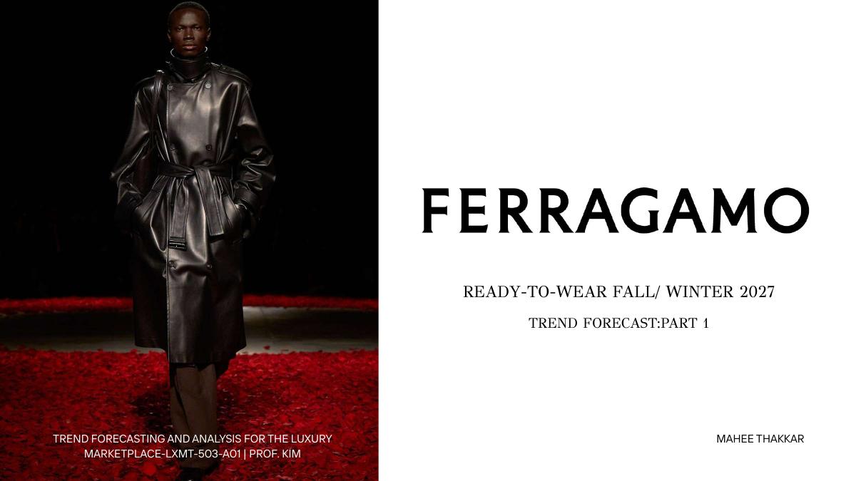 Ferragamo Fall Winter 2027 trend forecast presentation cover